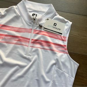 FootJoy Women's Sleeveless Watercolor Block Golf Polo White